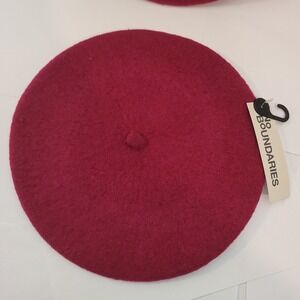 No Boundaries Beret Women Raspberry Pink Wool Blend Solid Hat NB253193